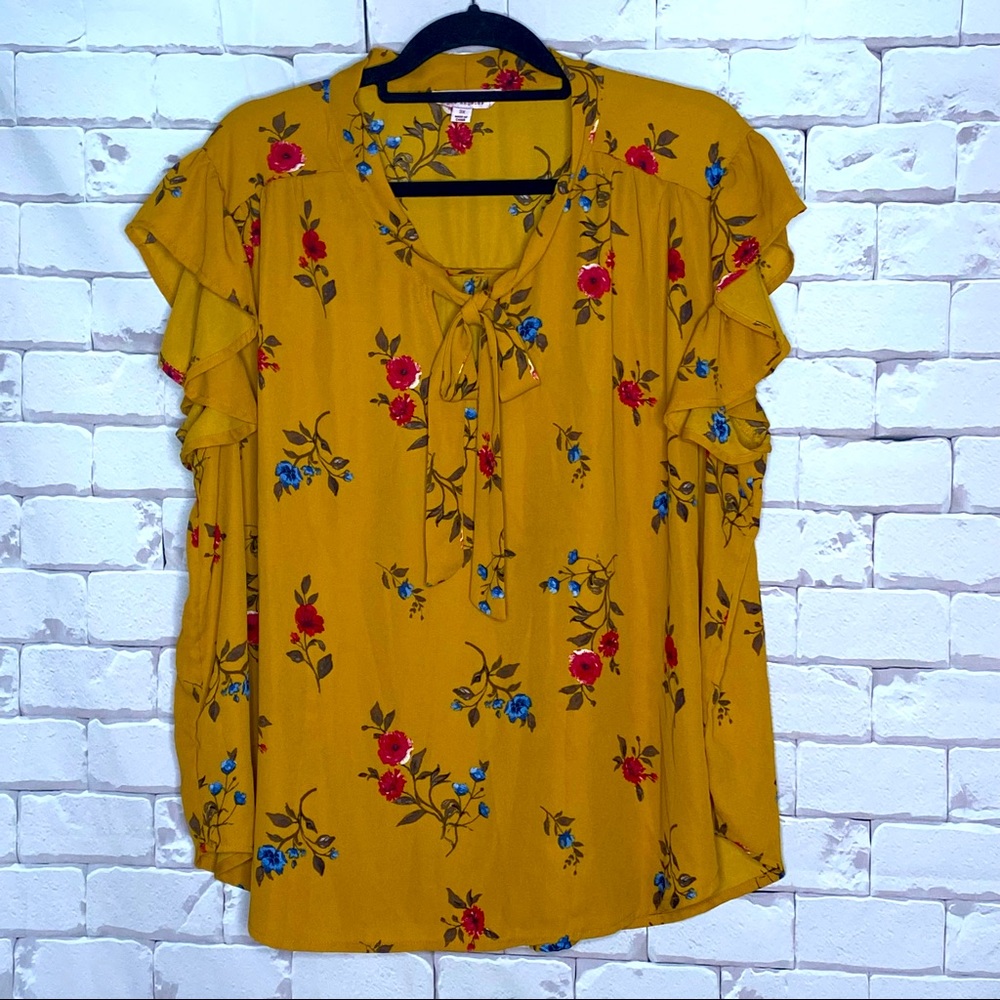 TEMPTED Bow Collar Blouse Size 3X